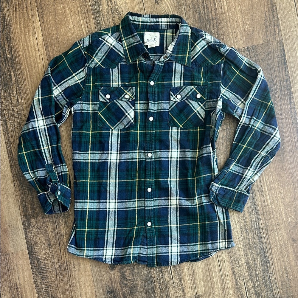 Peek Multicolor Plaid Flannel Snap Shirt